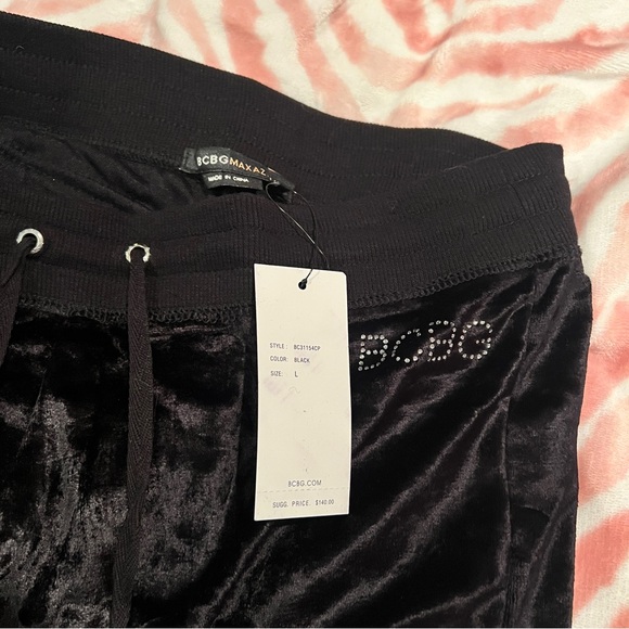 New Large Black BCBG 2-Piece Tracksuit Jacket + Track Capri Pants Set MSRP $160 - Picture 2 of 5
